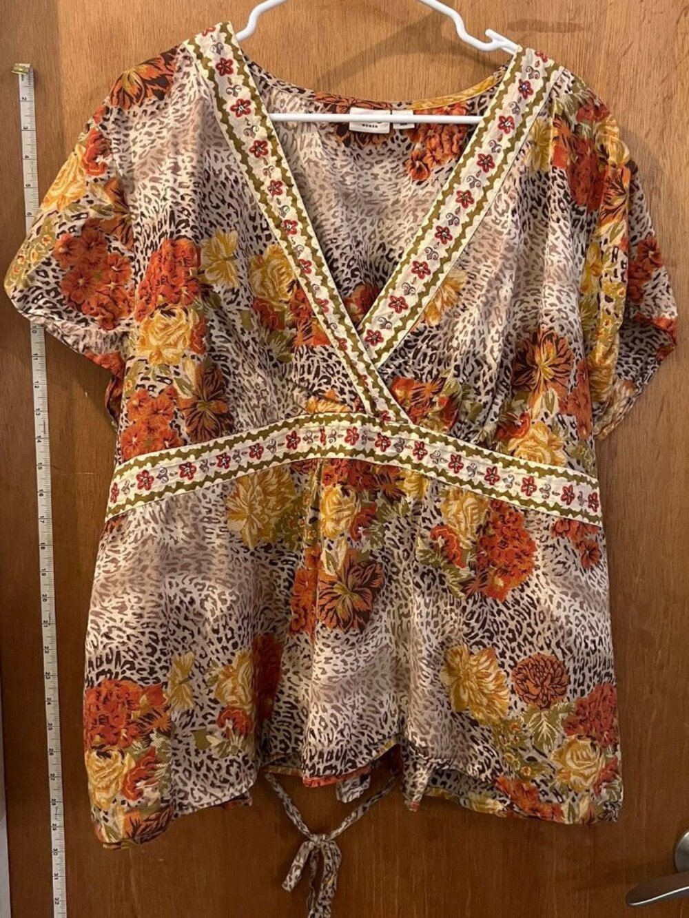 Size 26/28W - Cato - Fall Tone Short Sleeve Blouse